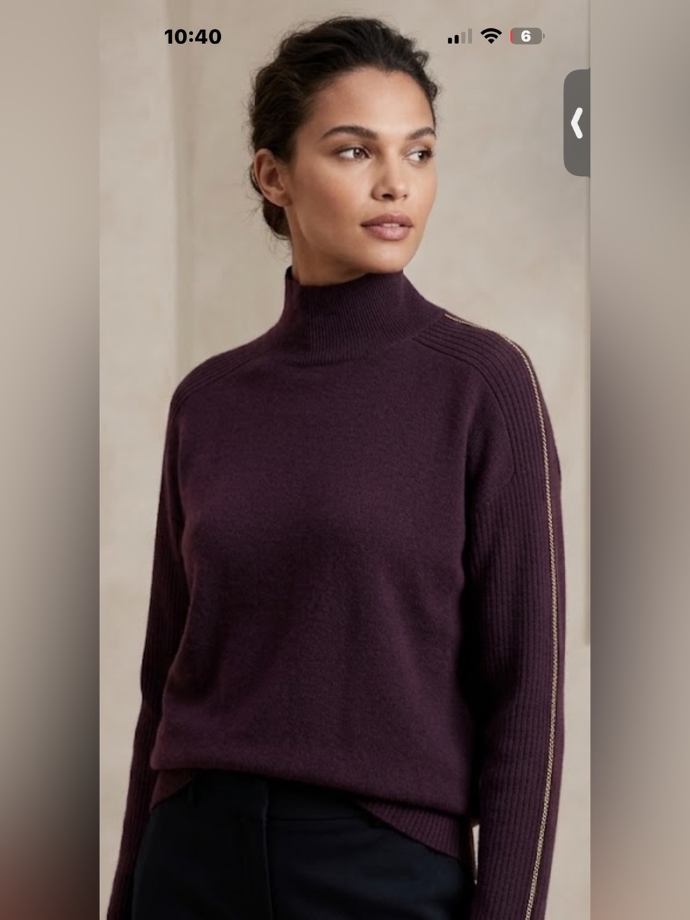 Donna Karan New York 100% Cashmere Sweater w/ gold link trim. NWT